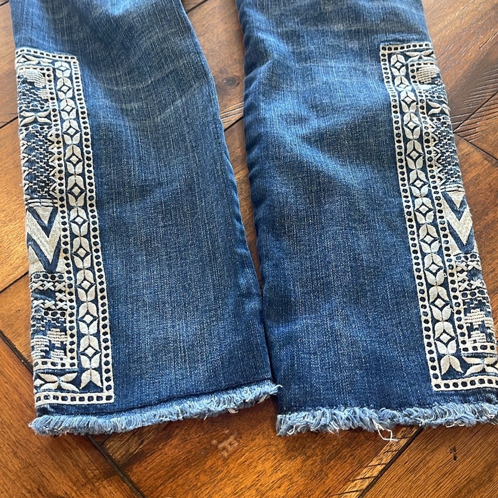 Miss Me Boho Embroidered Jeans JP7762AK blue ankle skinny denim  jeans 26 - Picture 5 of 11